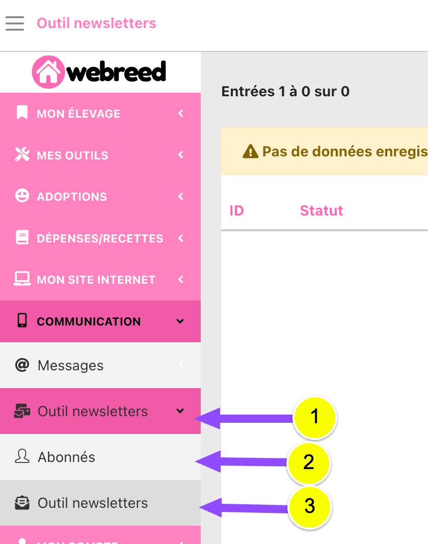 menu newsletter webreed