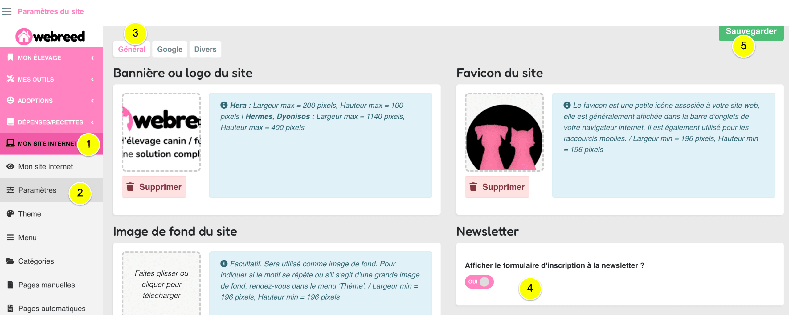désactiver newsletter webreed